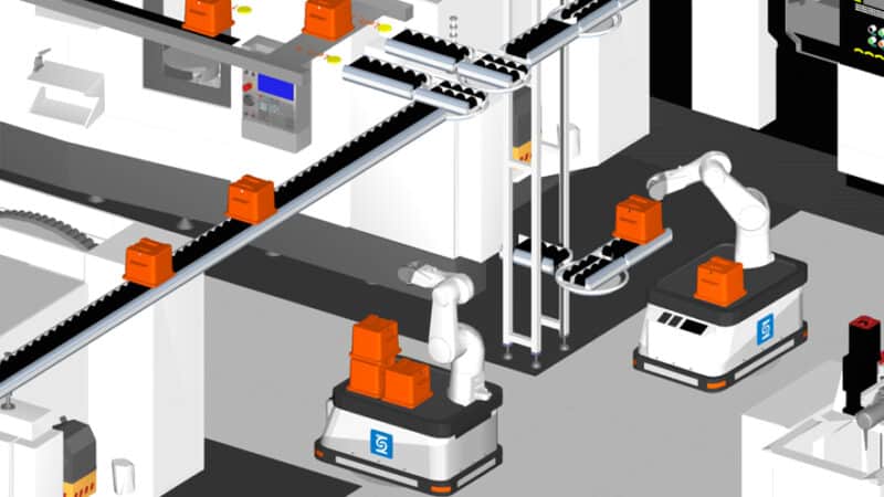 Fabmatics validiert AGV-Einsatz mittels 3D-Simulation und Add-on von DUALIS