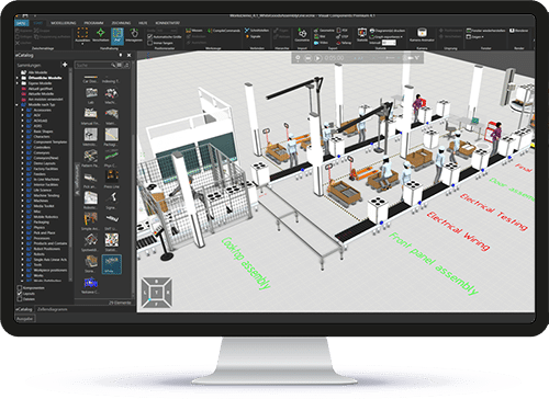 Plan your factory of the future by using the 3D manufacturing simulation software Visual Components