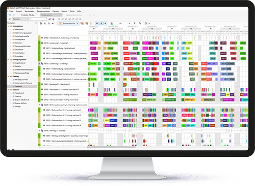 The GANTTPLAN production control center (GANTT chart) visualized all resources and capacities in real time
